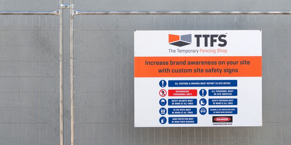 A printed corflute sign fixed to a temporary fence, with custom printing to raise brand awareness.
