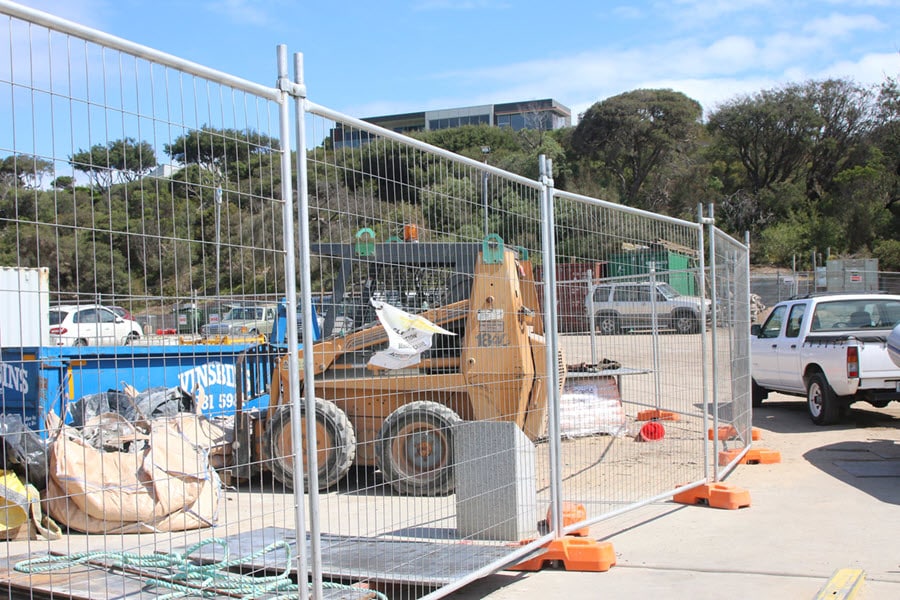 Construction temporary fencing set up in Melbourne, Victoria.